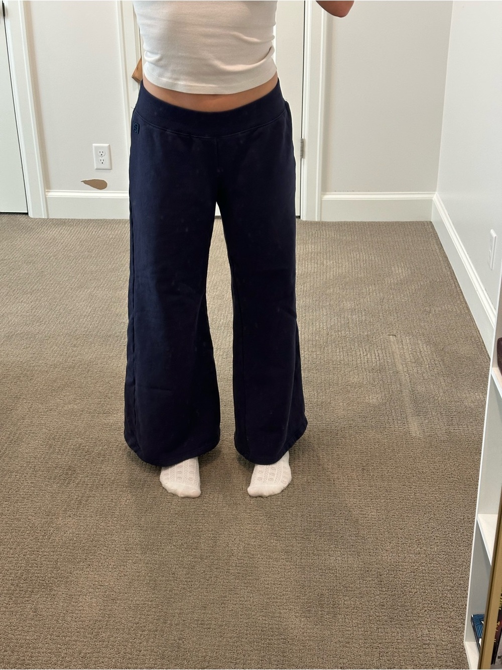 Princess Polly Navy Blue Wide Leg Sweatpants High Rise Lounge Pants